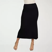 24seven Comfort Apparel Womens Mid Rise Stretch Fabric Maxi Skirt