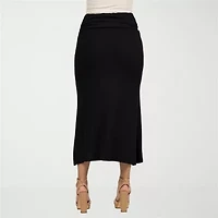 24seven Comfort Apparel Womens Mid Rise Stretch Fabric Maxi Skirt