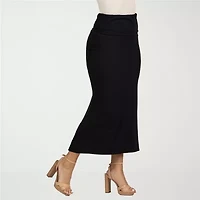 24seven Comfort Apparel Womens Mid Rise Stretch Fabric Maxi Skirt