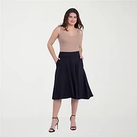 24seven Comfort Apparel Womens Stretch Fabric Mid Rise Pleated Skirt