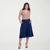 24seven Comfort Apparel Womens Stretch Fabric Mid Rise Pleated Skirt