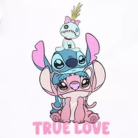 Stitch Angel Tee Womens Juniors Crew Neck Short Sleeve Graphic T-Shirt