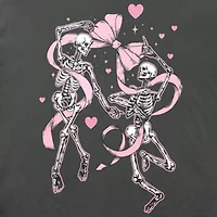 Skeletons Tee Womens Juniors Crew Neck Short Sleeve Oversized Graphic T-Shirt