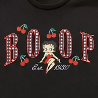 Womens Juniors Crew Neck Short Sleeve Oversized Betty Boop Graphic T-Shirt