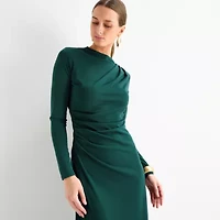 Worthington Womens Long Sleeve Midi Bodycon Dress