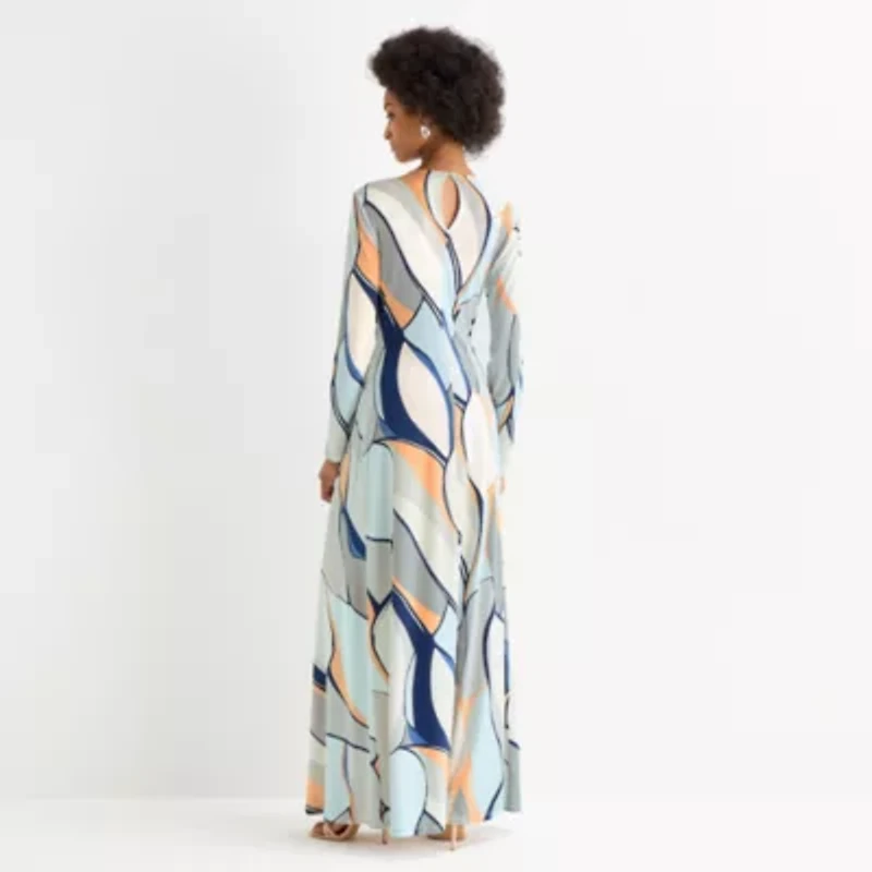 Worthington Womens Long Sleeve Maxi Dress