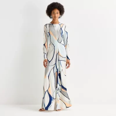 Worthington Womens Long Sleeve Maxi Dress