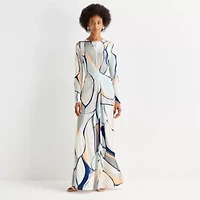 Worthington Womens Long Sleeve Maxi Dress