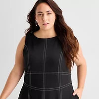 Sam And Jess Womens Plus Sleeveless Midi Fit + Flare Dress