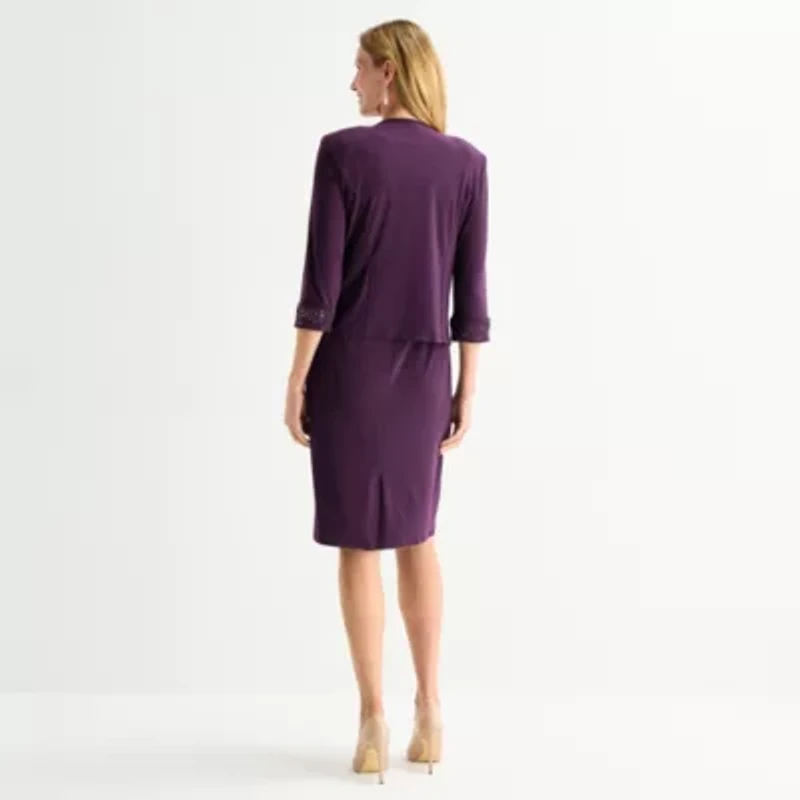 Maya Brooke Womens Applique Jacket Dress