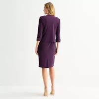 Maya Brooke Womens Applique Jacket Dress