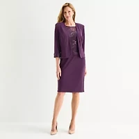 Maya Brooke Womens Applique Jacket Dress