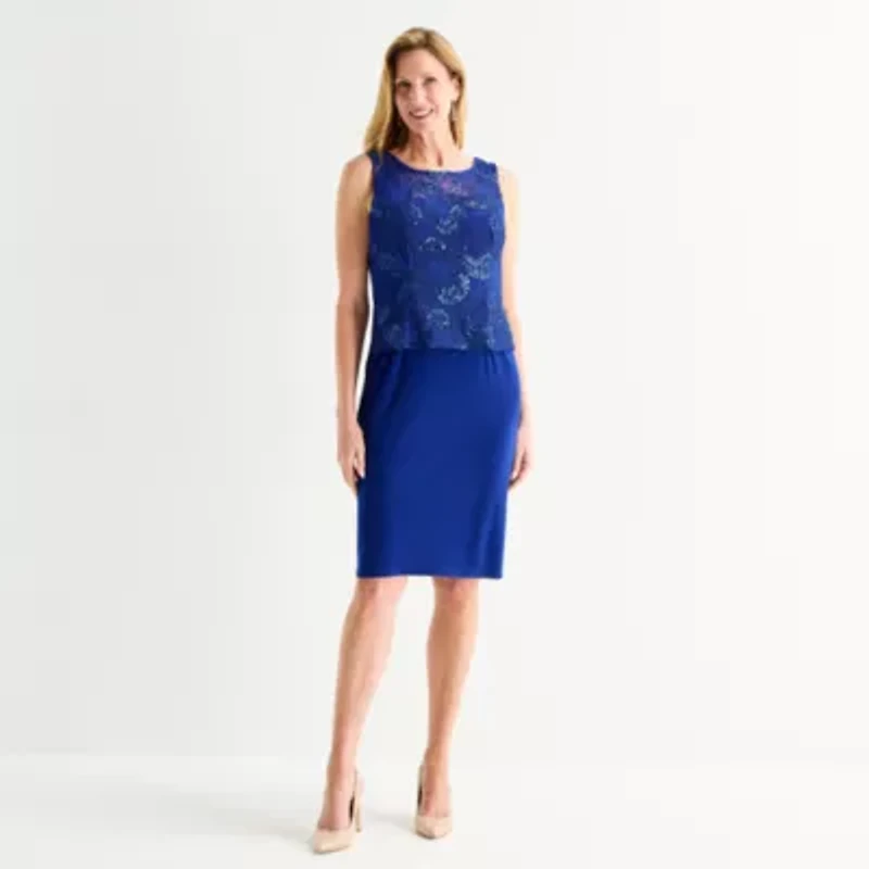 Maya Brooke Womens Applique Jacket Dress