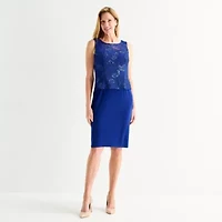 Maya Brooke Womens Applique Jacket Dress