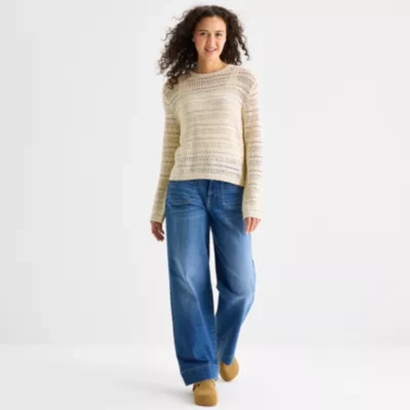 a.n.a Tall Womens Crew Neck Long Sleeve Pullover Sweater