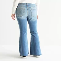 Arizona Womens Juniors Plus Low Rise Flare Leg Jean