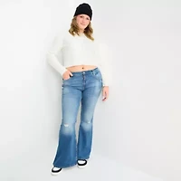 Arizona Womens Juniors Plus Low Rise Flare Leg Jean