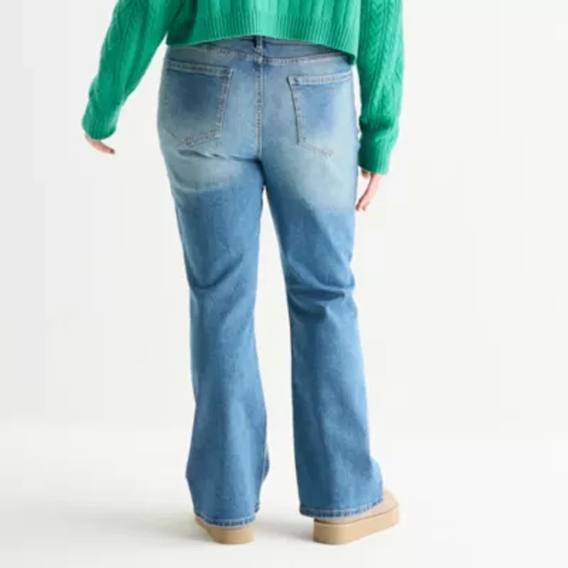 Arizona Womens Juniors Plus Mid Rise Bootcut Jean