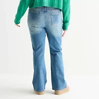 Arizona Womens Juniors Plus Mid Rise Bootcut Jean