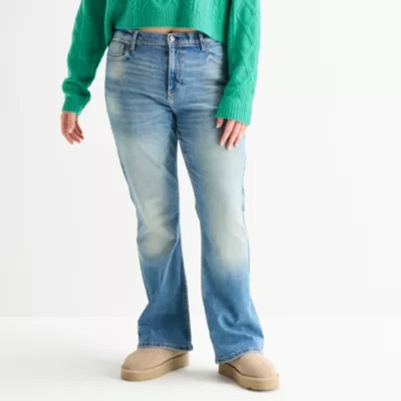 Arizona Womens Juniors Plus Mid Rise Bootcut Jean