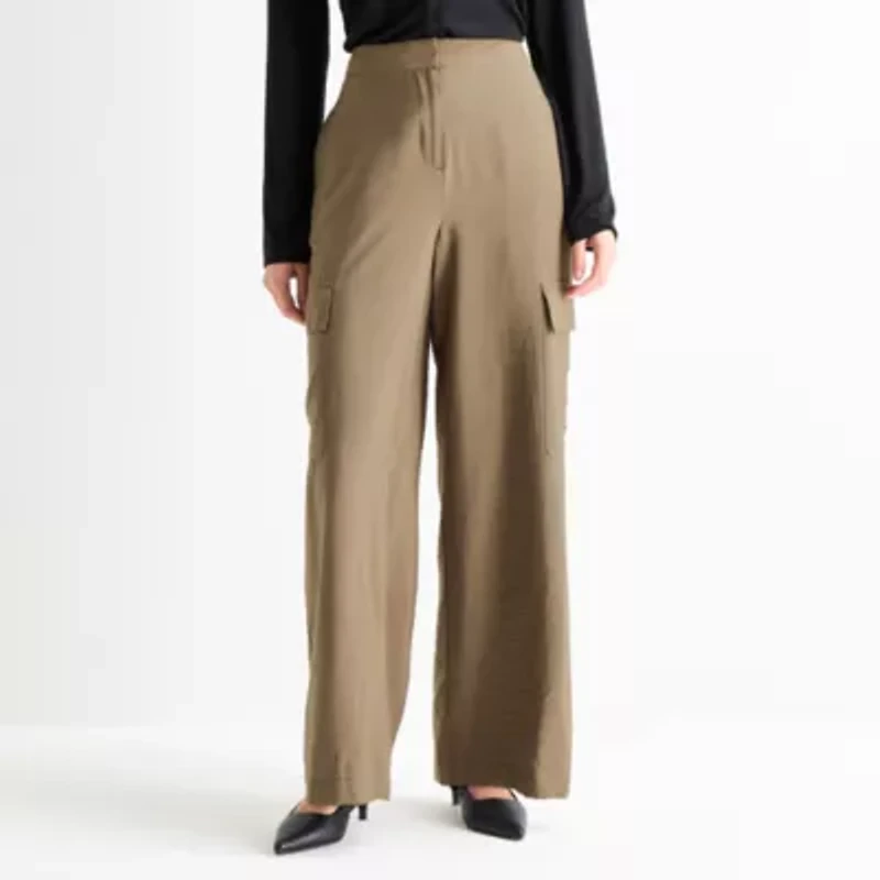 Worthington Womens Wide Leg Cargo Pant