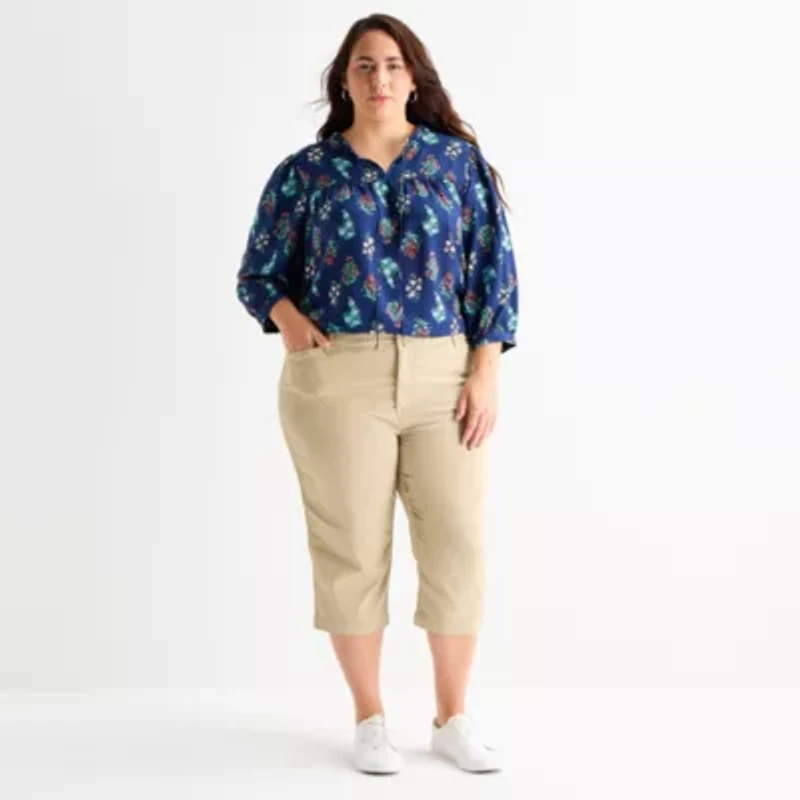 St. John's Bay Womens Plus High Rise Capri Pant