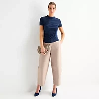 Worthington Womens Short Sleeve Mock Neck Top