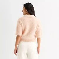 Worthington Womens Elbow Sleeve Polo Sweater