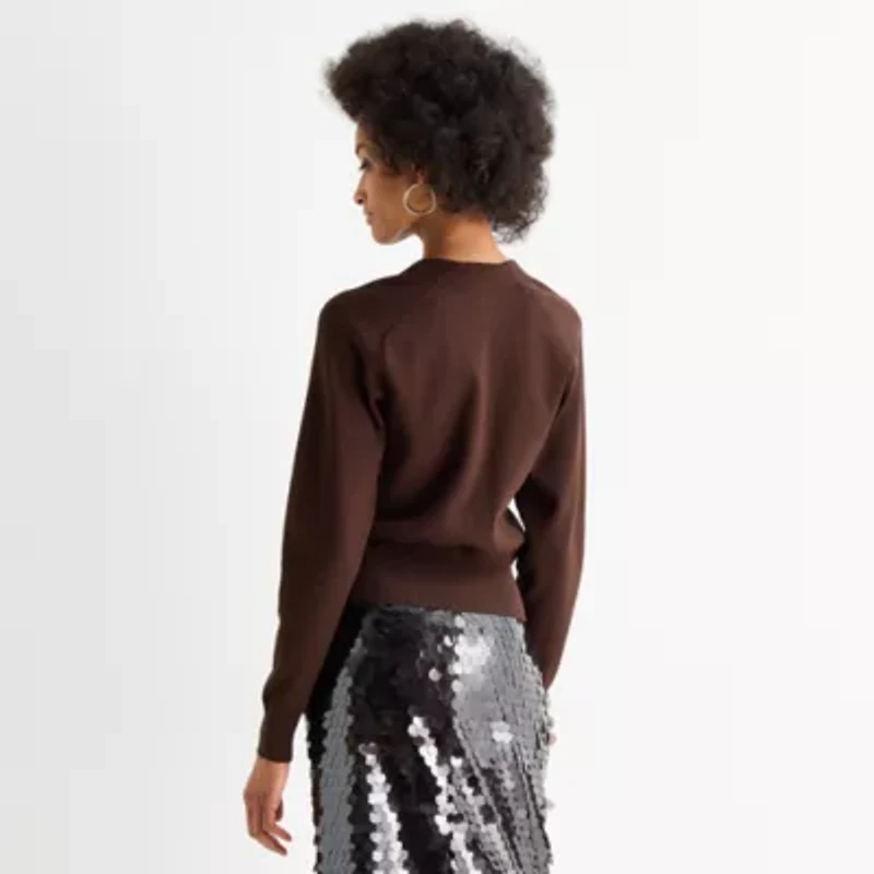 Worthington Womens V Neck Long Sleeve Button Cardigan