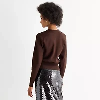 Worthington Womens V Neck Long Sleeve Button Cardigan