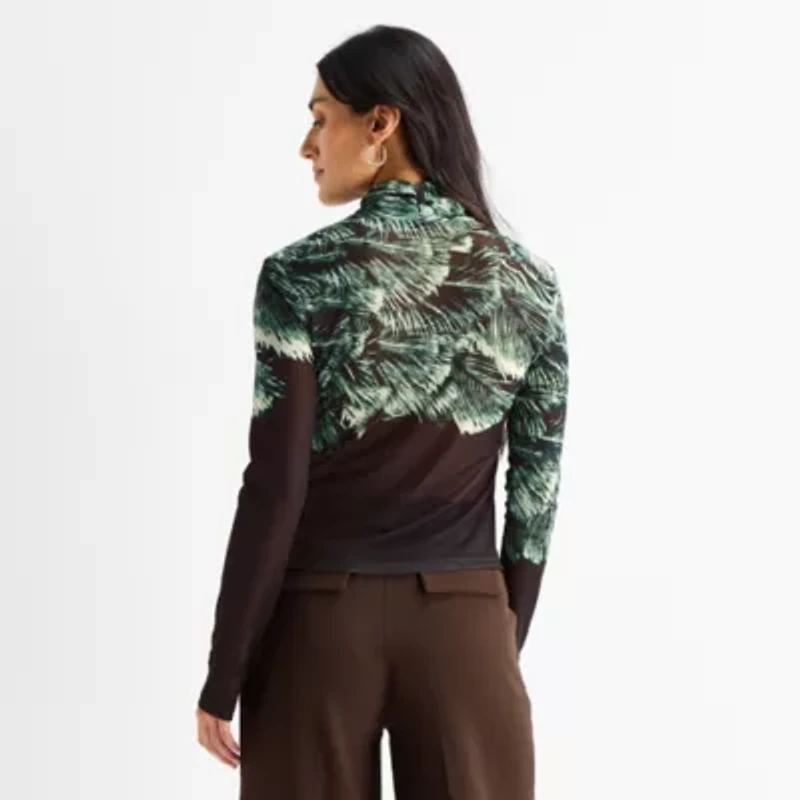 Worthington Womens Turtleneck Long Sleeve Blouse