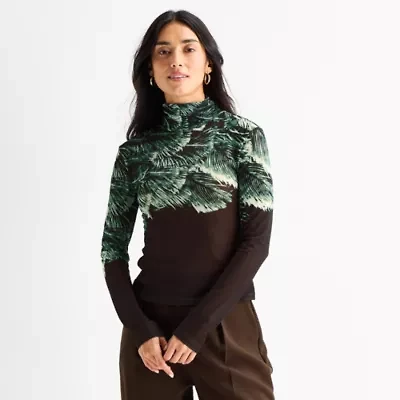 Worthington Womens Turtleneck Long Sleeve Blouse