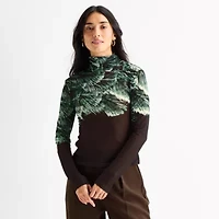 Worthington Womens Turtleneck Long Sleeve Blouse