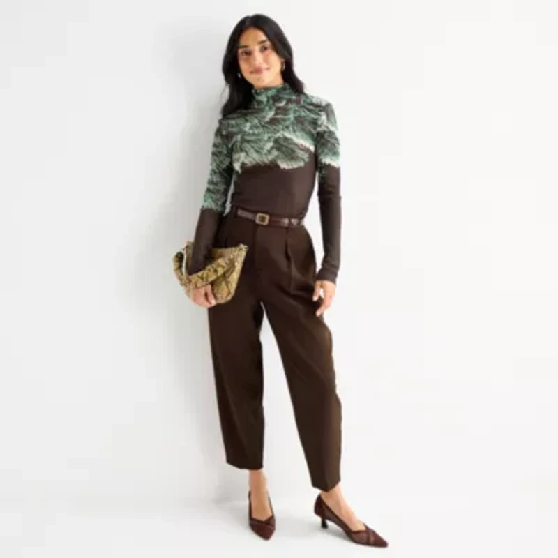 Worthington Womens Turtleneck Long Sleeve Blouse