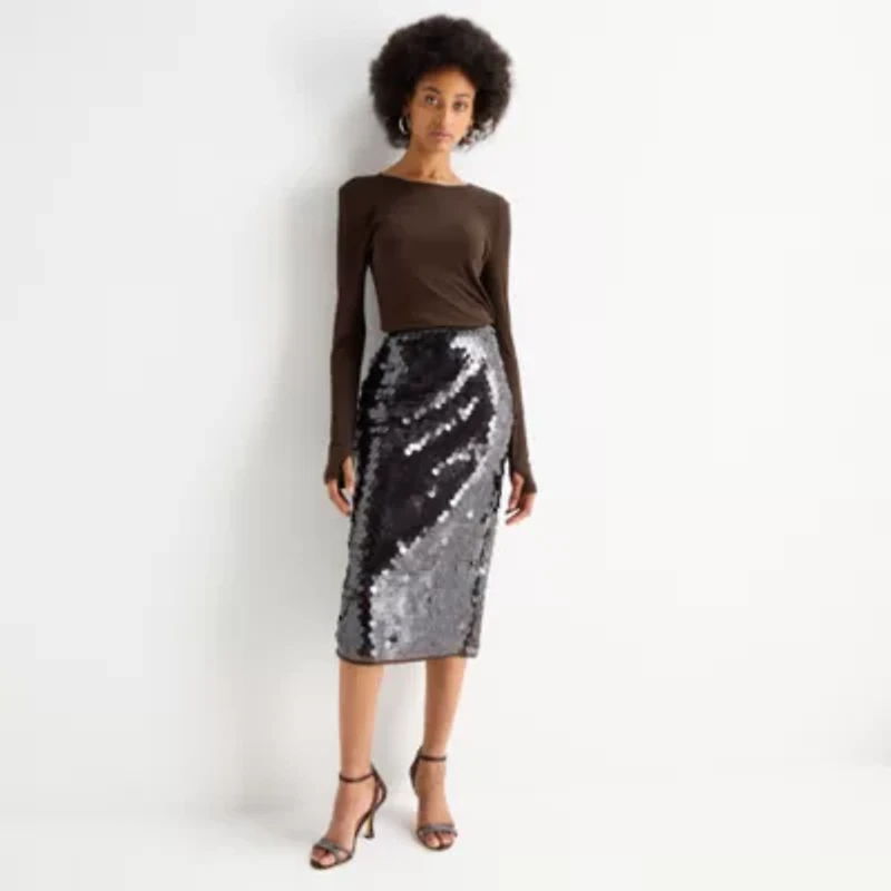 Worthington Womens Crew Neck Long Sleeve Blouse