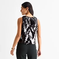 Worthington Womens Crew Neck Sleeveless Blouse