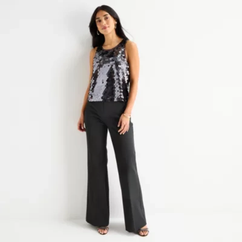 Worthington Womens Crew Neck Sleeveless Blouse