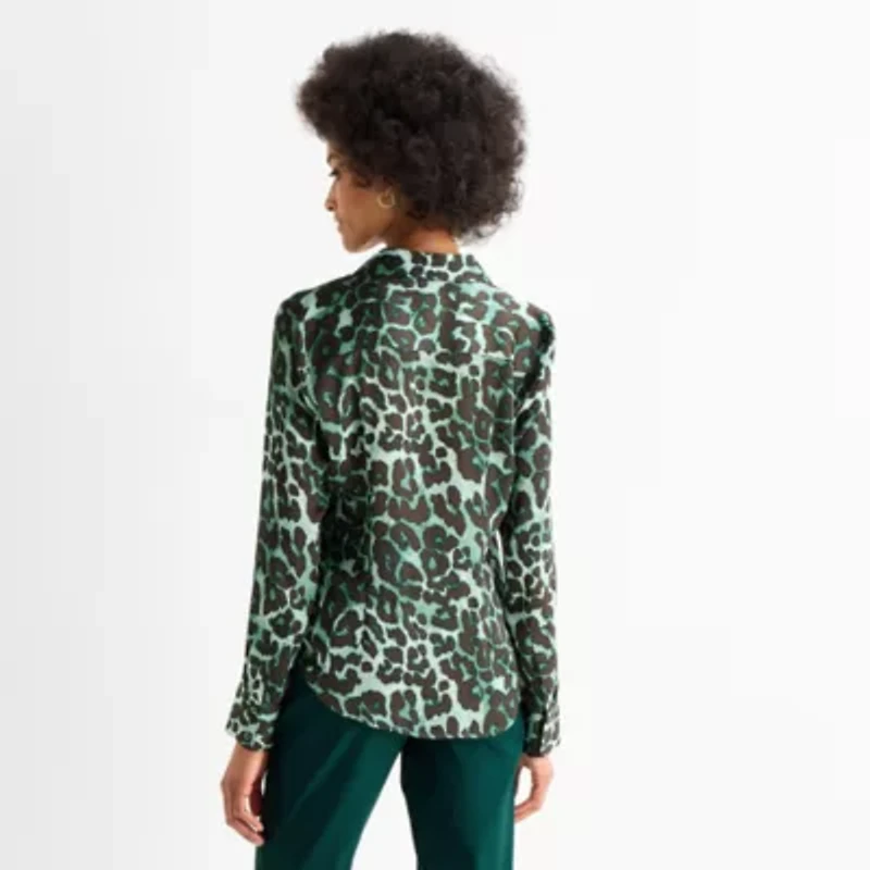 Worthington Womens Cuffed Long Sleeve Regular Fit Button-Down Shirt