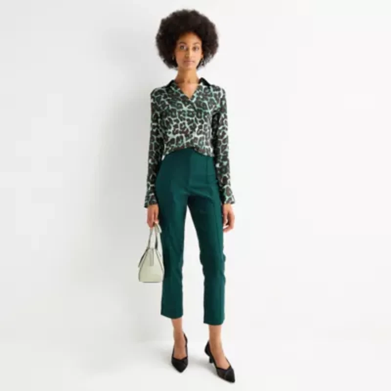 Worthington Womens Cuffed Long Sleeve Regular Fit Button-Down Shirt