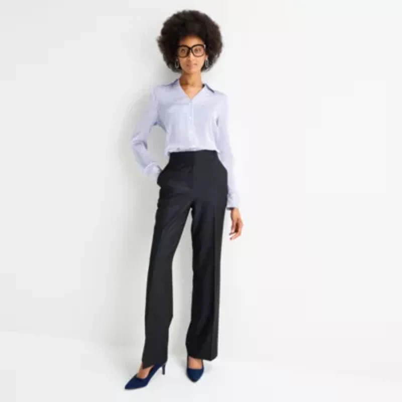 Worthington Womens Cuffed Long Sleeve Slim Fit Button-Down Shirt