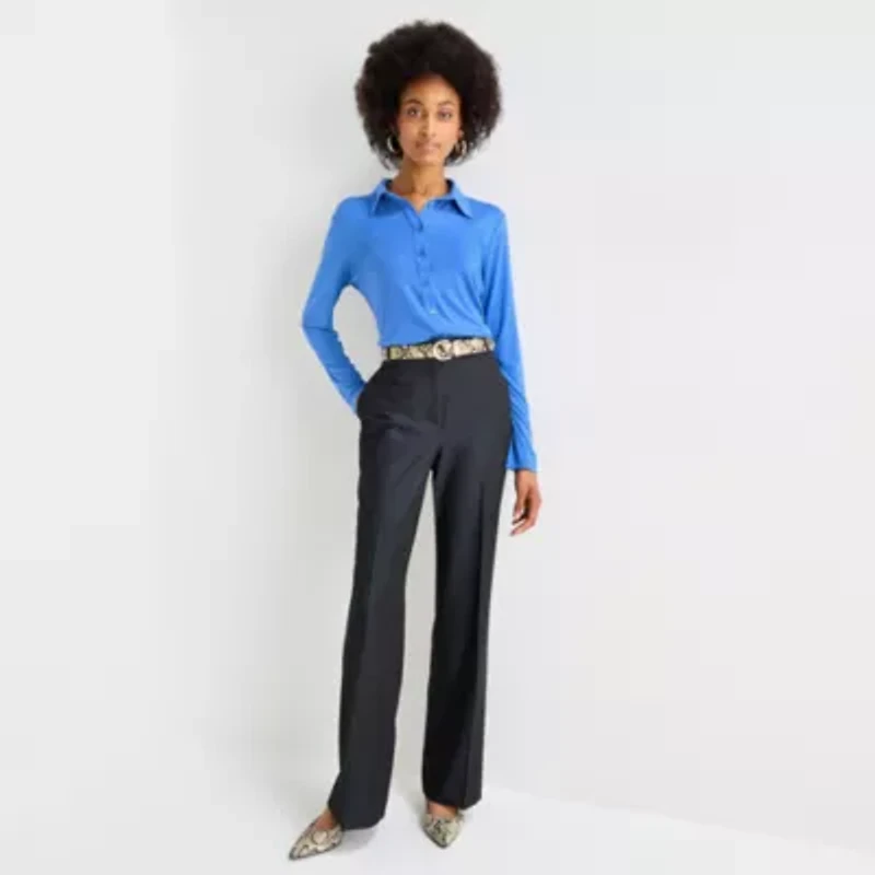 Worthington Womens Fitted Long Sleeve Regular Fit Button-Down Shirt