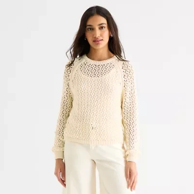 a.n.a Womens Crew Neck Long Sleeve Pullover Sweater