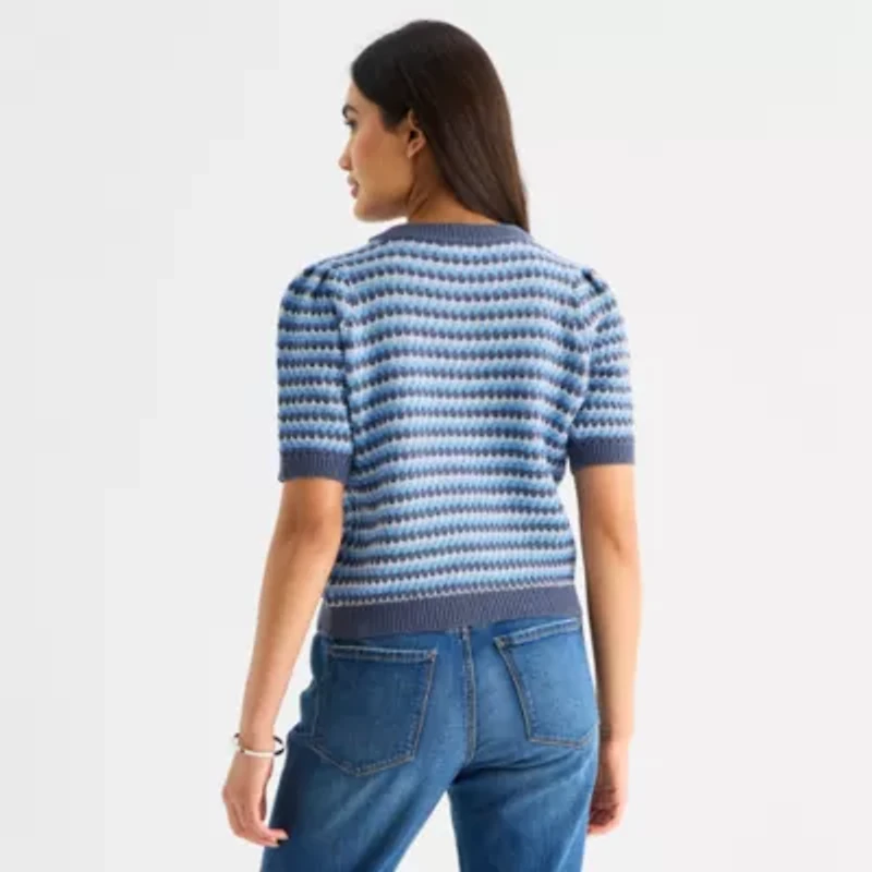 a.n.a Womens Crew Neck Short Sleeve Pullover Sweater