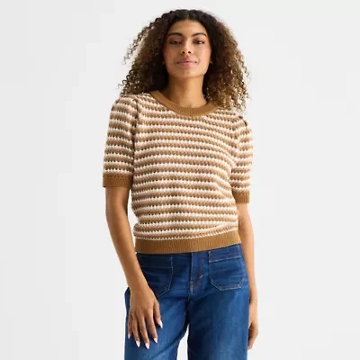 a.n.a Womens Crew Neck Short Sleeve Pullover Sweater