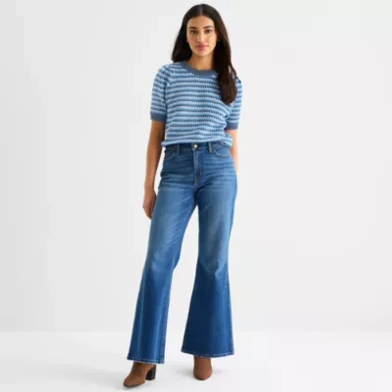 a.n.a Womens Crew Neck Short Sleeve Pullover Sweater