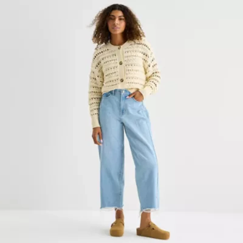 a.n.a Womens Crew Neck Long Sleeve Button Cardigan