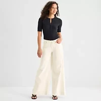 a.n.a Womens Mid Rise Wide Leg Jean