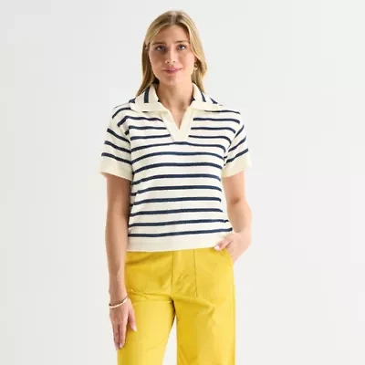 St. John's Bay Womens Short Sleeve Polo Sweater
