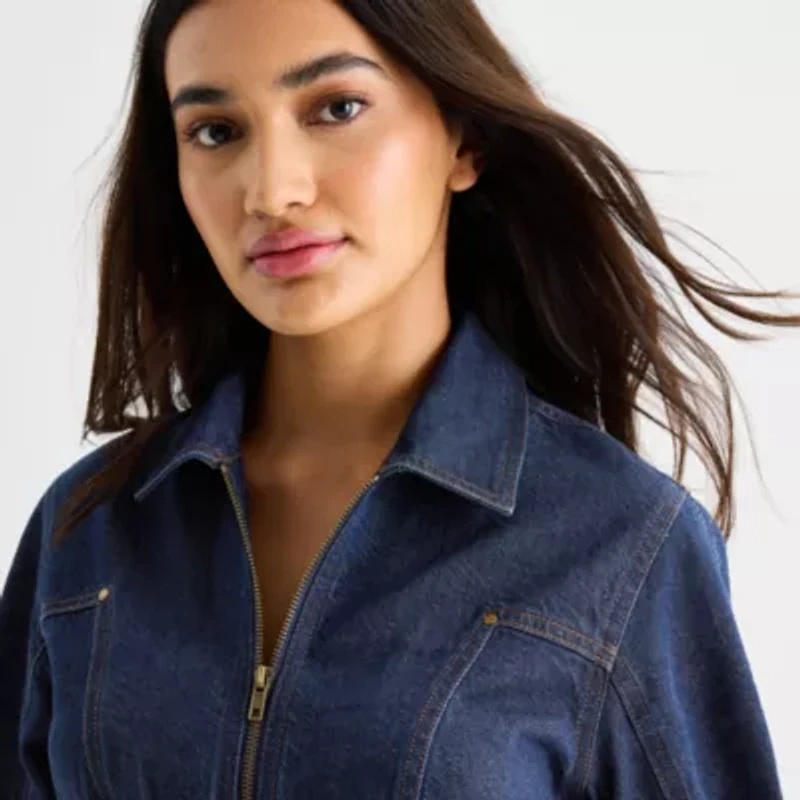 a.n.a Womens Long Sleeve Midi A-Line Dress