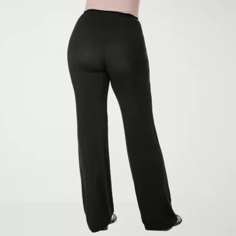 24seven Comfort Apparel Womens Wide Leg Mid Rise Drawstring Pant